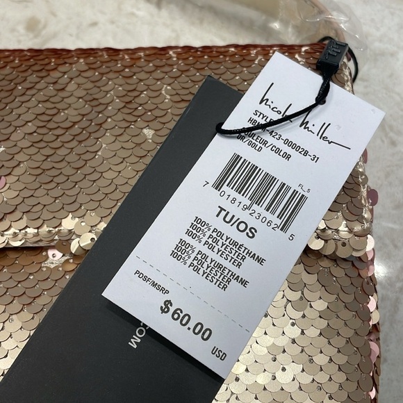 NWT gold sequin Nicole miller bag - Picture 2 of 2
